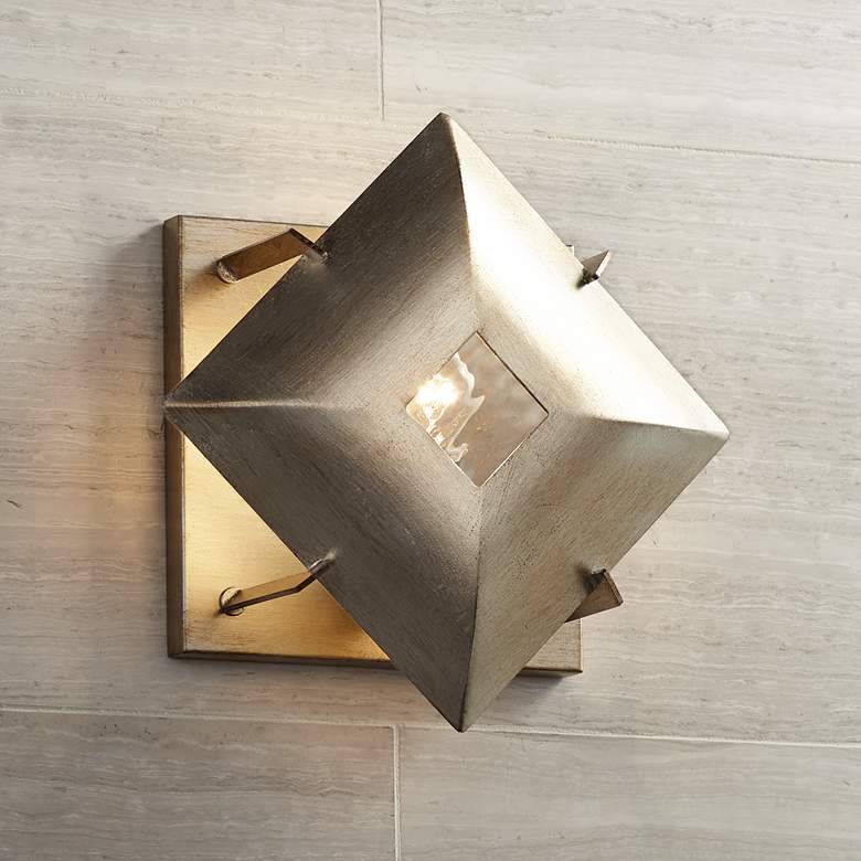 Image 1 Possini Euro Squared Up 12 inch High Muted Gold Wall Sconce