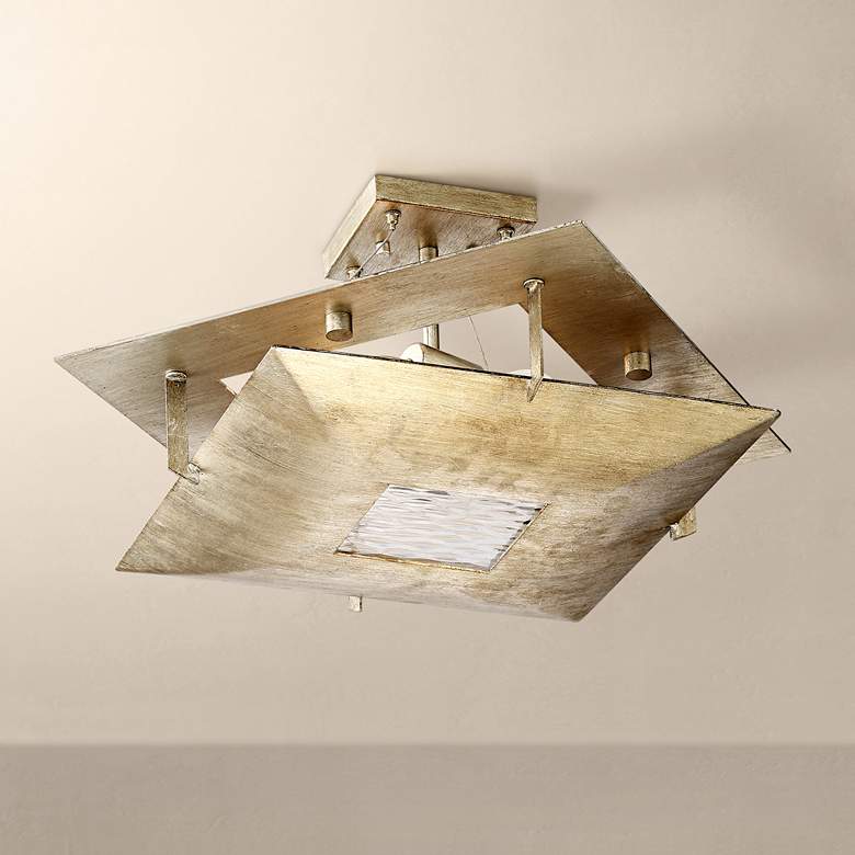 Image 1 Possini Euro Squared Up 21 1/2 inchW Muted Gold Ceiling Light