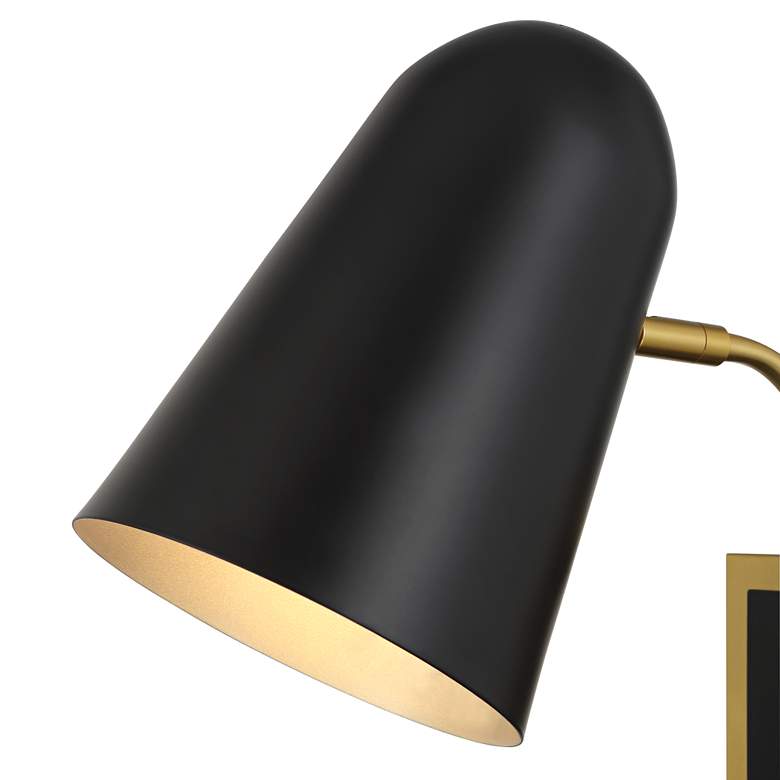 Image 4 Possini Euro Squire 18 1/2" High Black and Brass USB Plug-In Wall Lamp more views