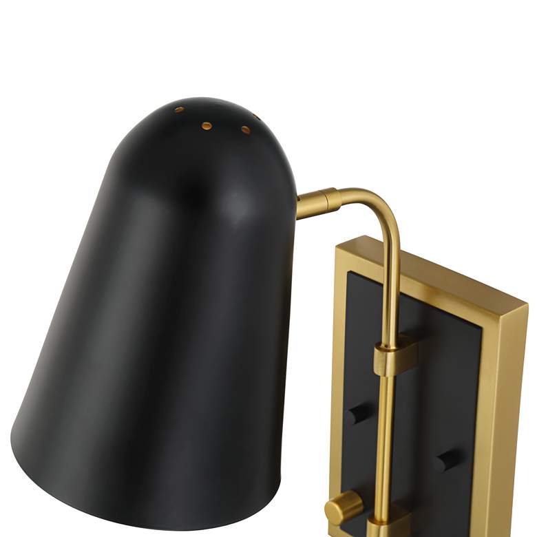 Image 5 Possini Euro Squire 18 1/2" High Black and Brass USB Plug-In Wall Lamp more views