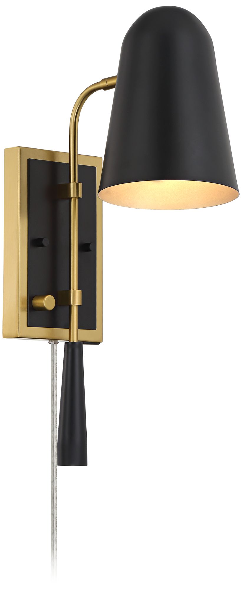 Possini Euro Squire 18 1/2" High Black and Brass USB Plug-In Wall Lamp