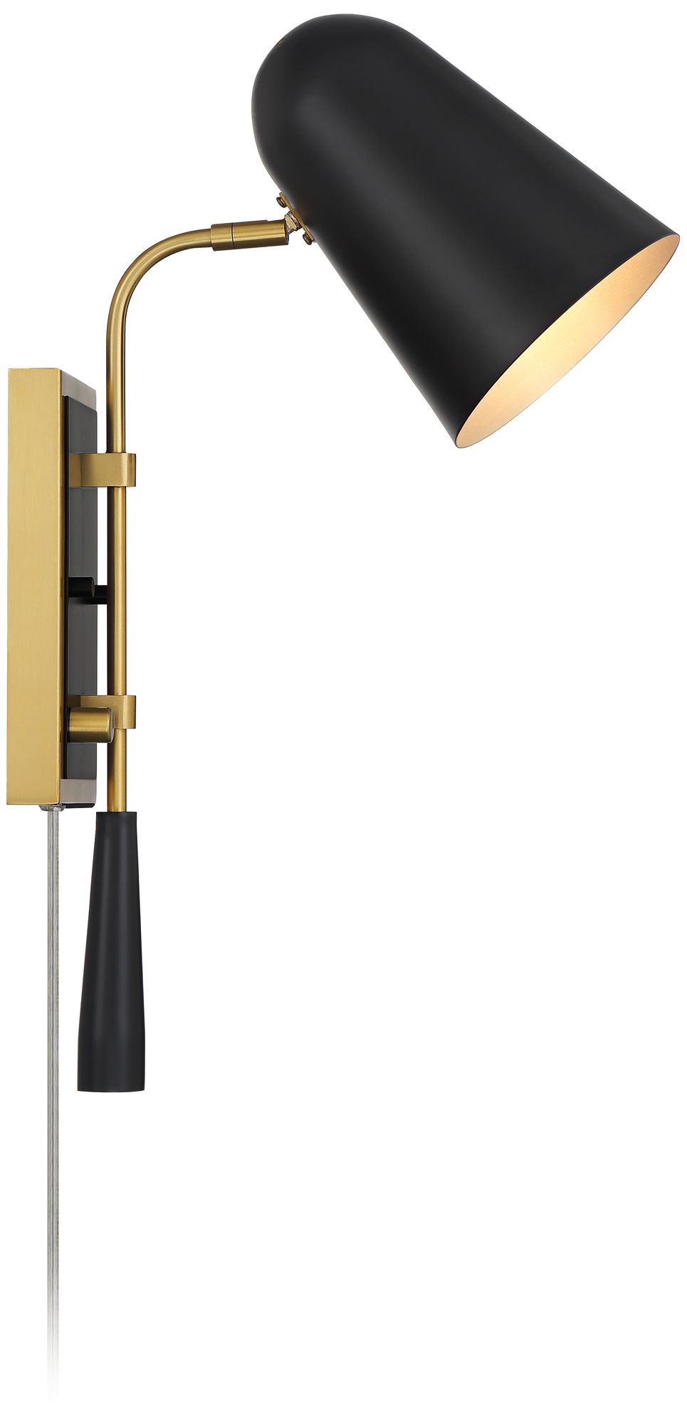 Possini Euro Squire 18 1/2" High Black and Brass USB Plug-In Wall Lamp