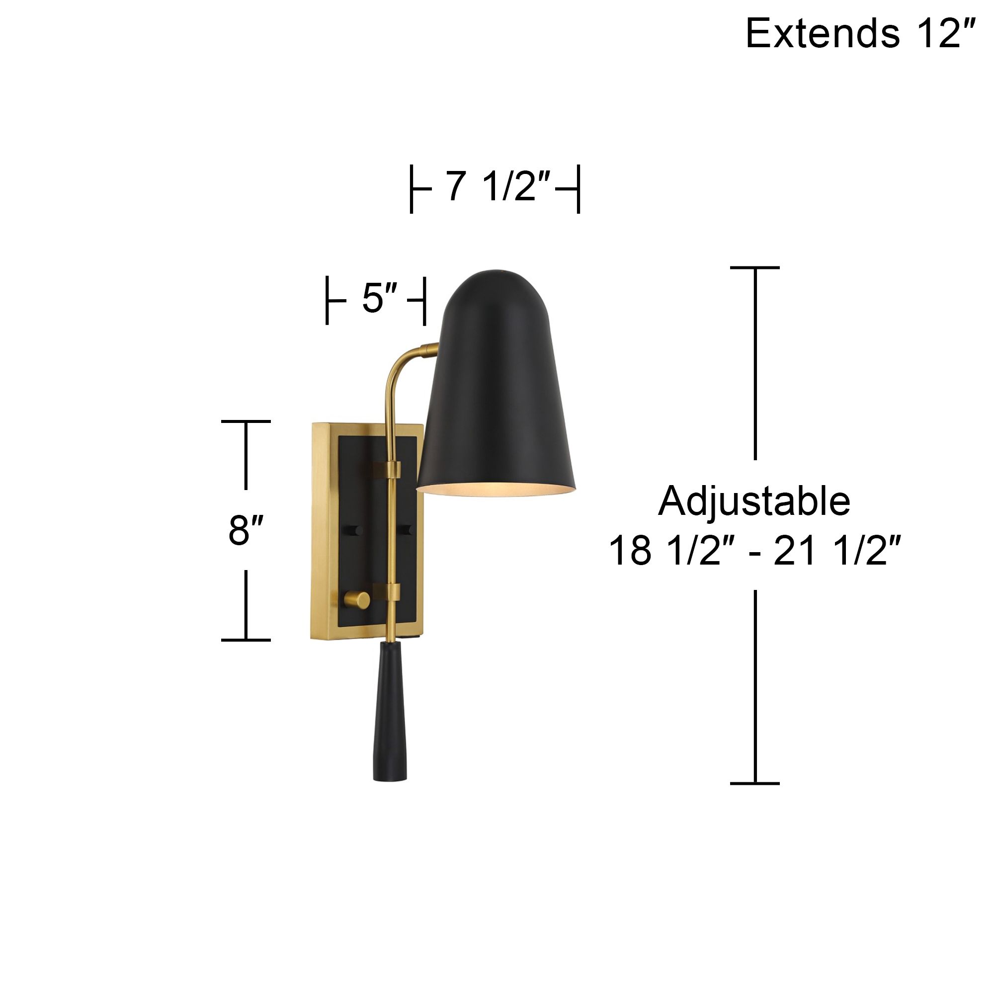 Possini Euro Squire 18 1/2" High Black and Brass USB Plug-In Wall Lamp