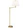 Possini Euro Squire Warm Gold Offset Arm Chairside Arc Floor Lamp