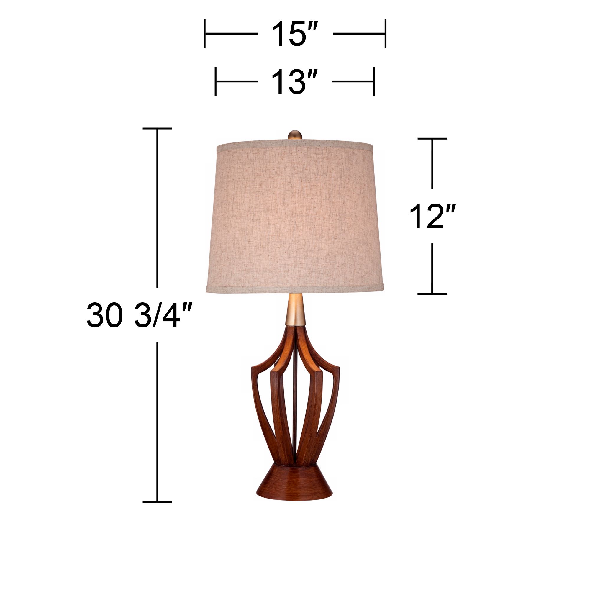 Possini Euro St. Claire 30 3/4" Faux Wood Mid-Century Table Lamp in scene