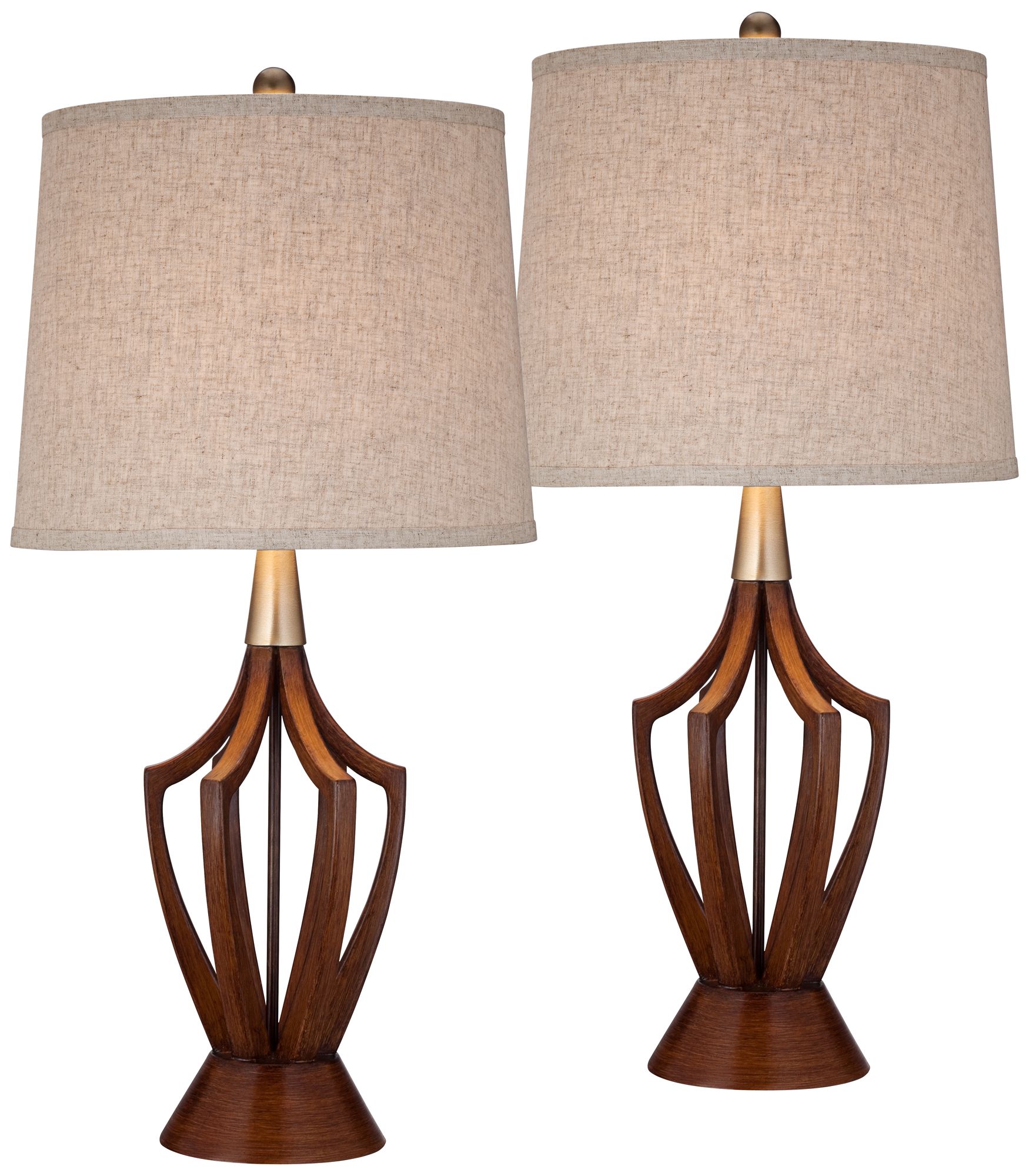 Image 2 Possini Euro St. Claire 30 3/4" Wood Open Base Table Lamps Set of 2