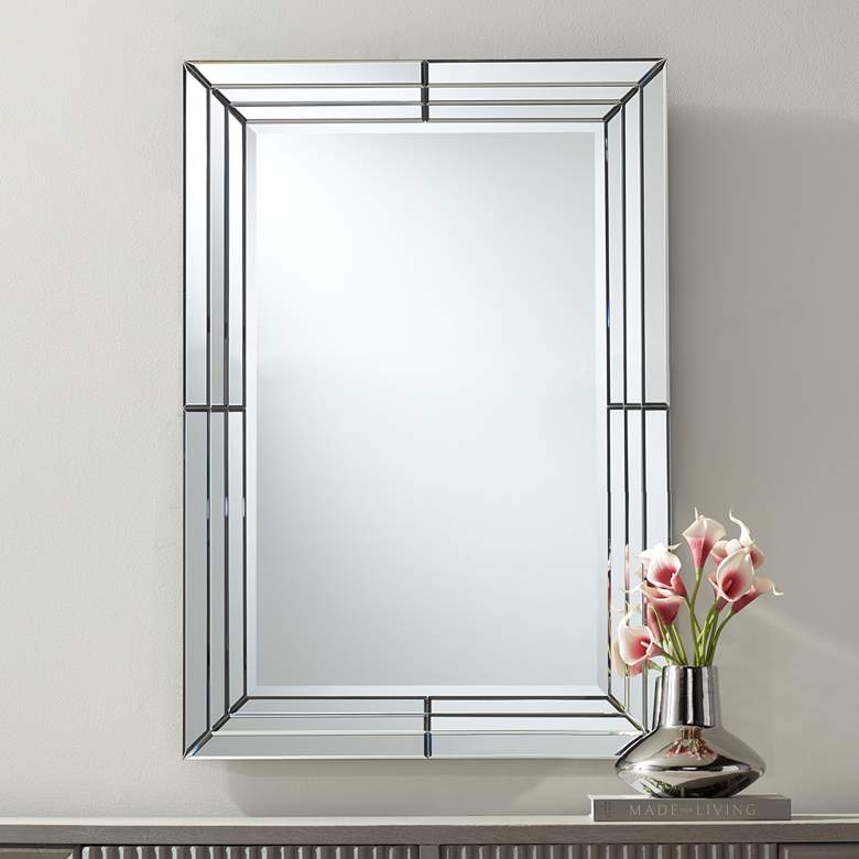 Image 1 Possini Euro Stacia Clear 27" x 39" Rectangular Wall Mirror