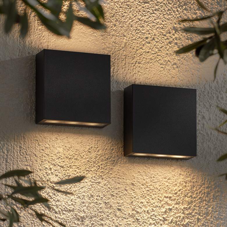 Image 4 Possini Euro Stanford 5.5 inch Black Up Down LED Outdoor Lights Set of 2 more views