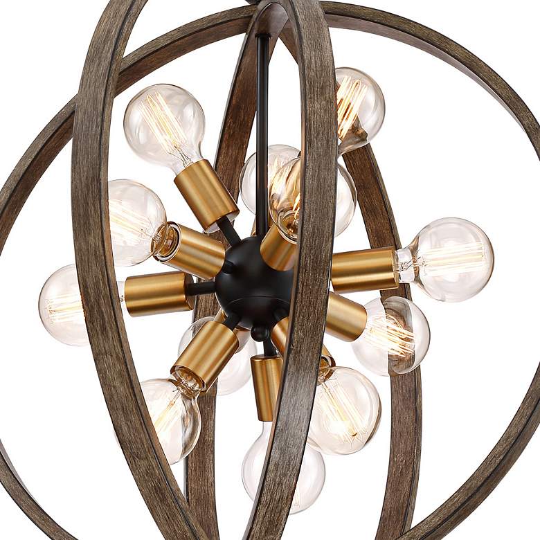 Image 4 Possini Euro Stedman 25 inch 12-Light Gold and Wood Sputnik Orb Chandelier more views