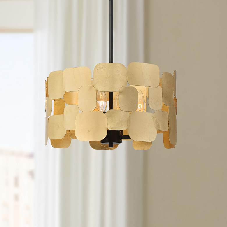 Image 1 Possini Euro Stella 15" Wide Soft Gold Leaf Modern Pendant Light