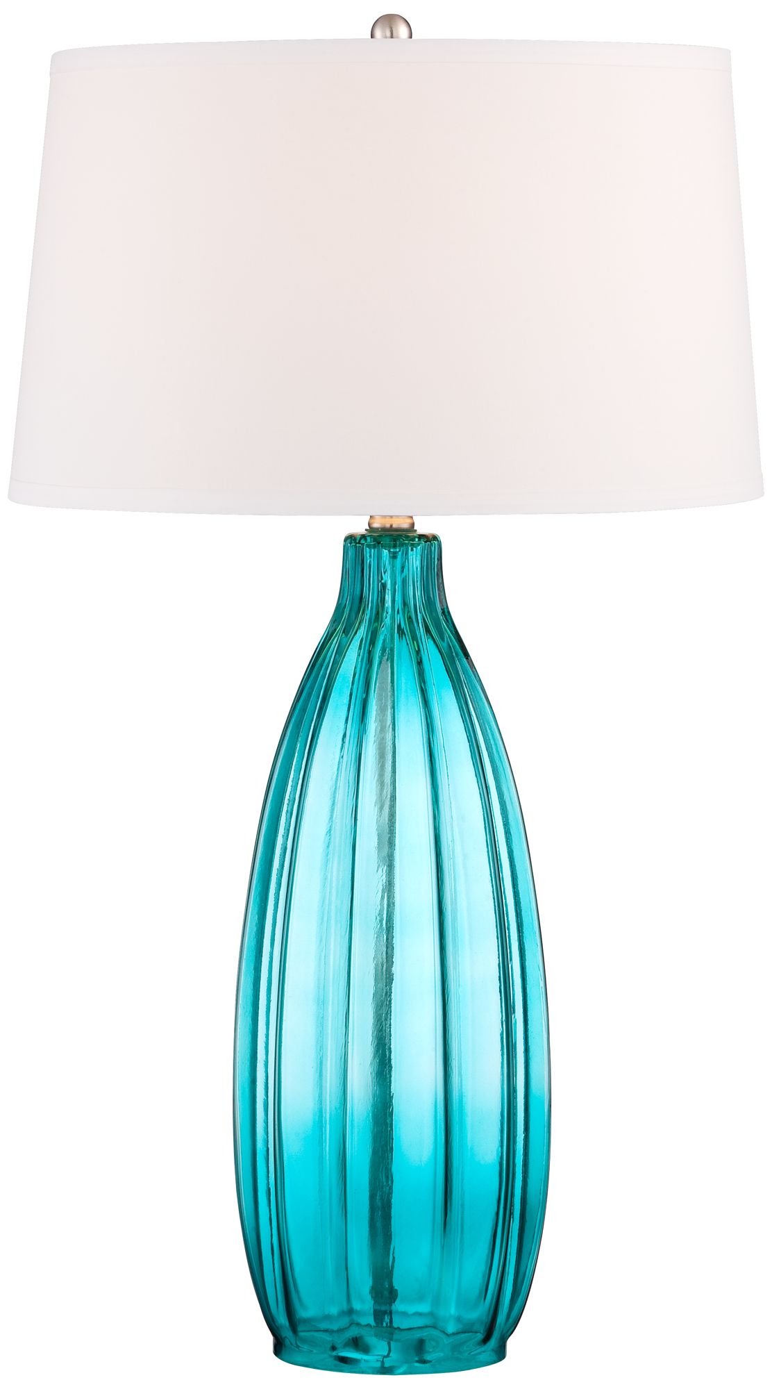 Image 2 Possini Euro Stella 30" High Blue Fluted Glass Table Lamp