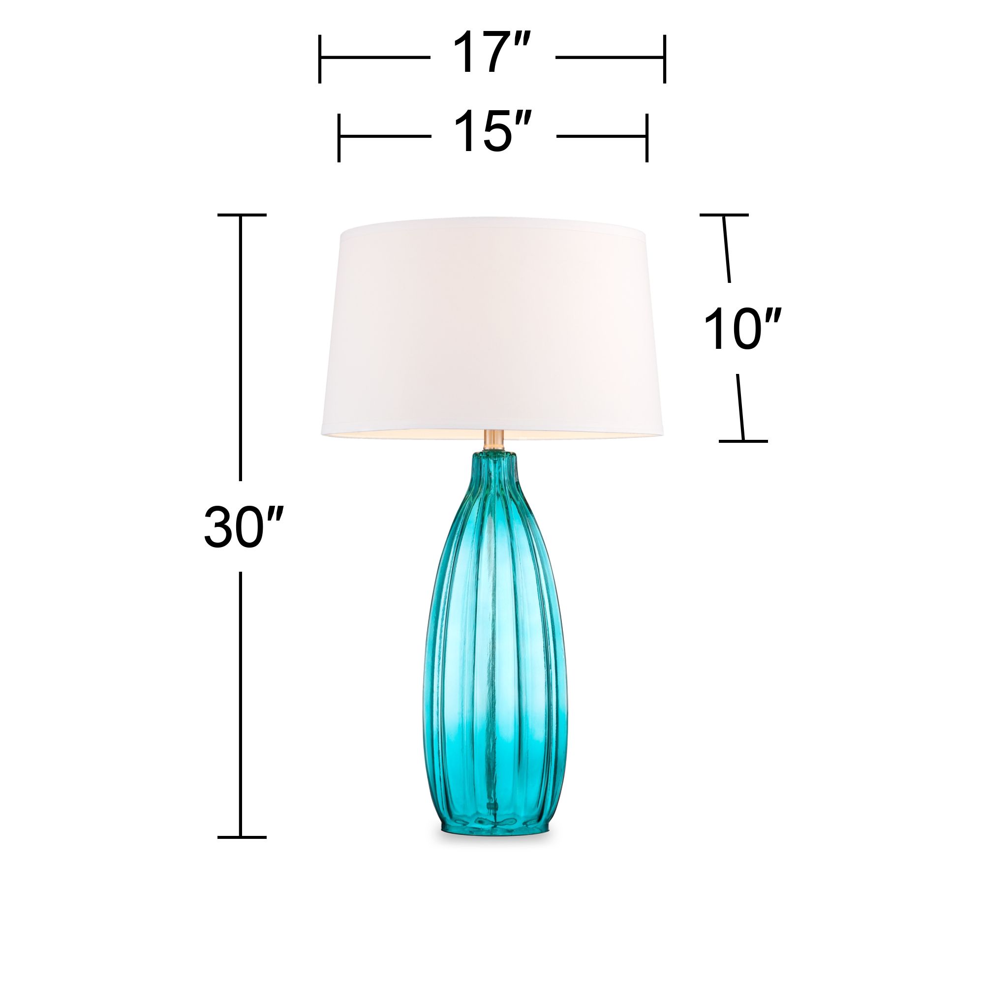 Image 7 Possini Euro Stella 30" High Blue Fluted Glass Table Lamp more views