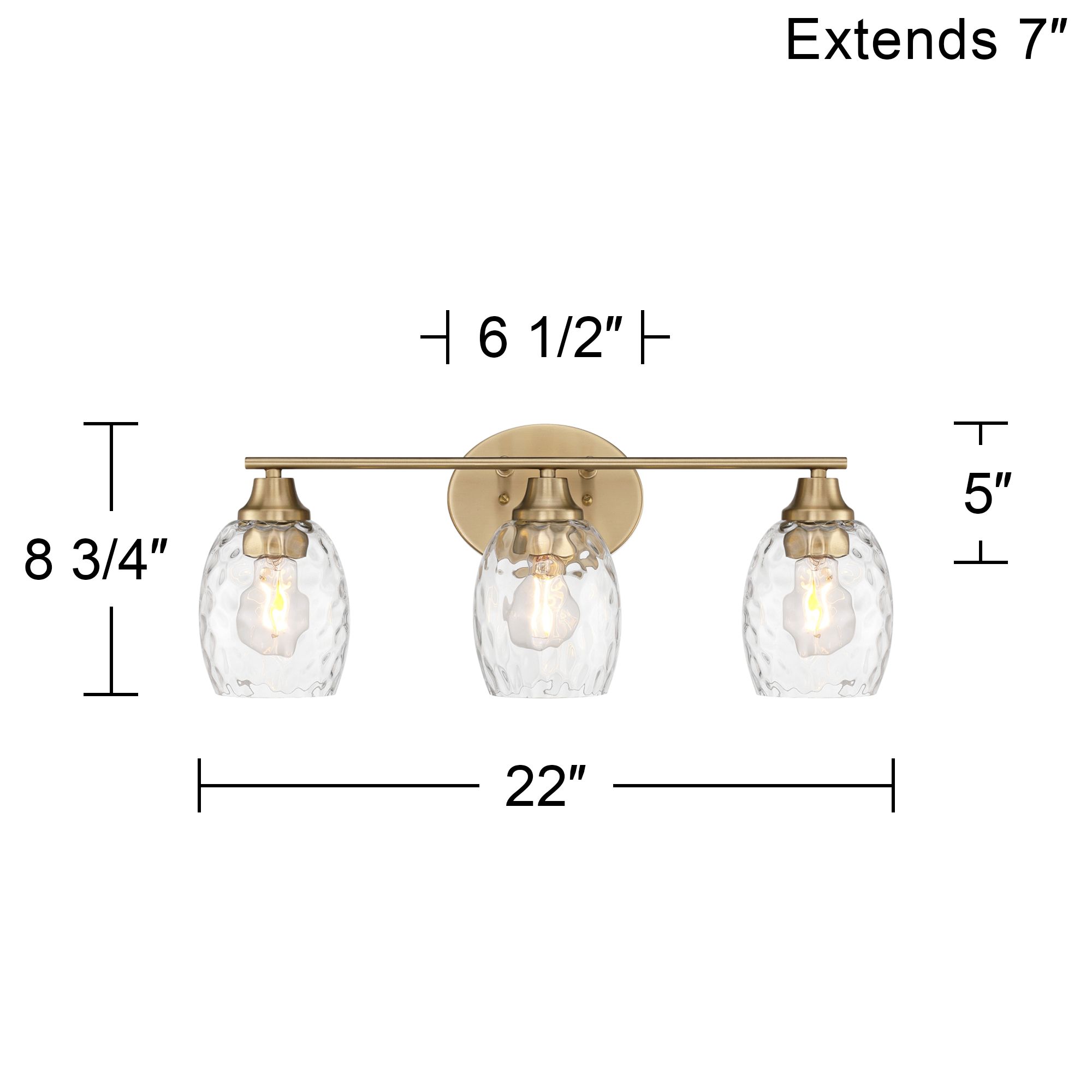 Possini Euro Stellan 22"W Satin Brass Water Glass 3-Light Bath Light