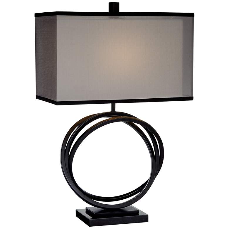 Image 2 Possini Euro Stellar 28 1/4 inch Double Shade Black Ring Modern Table Lamp