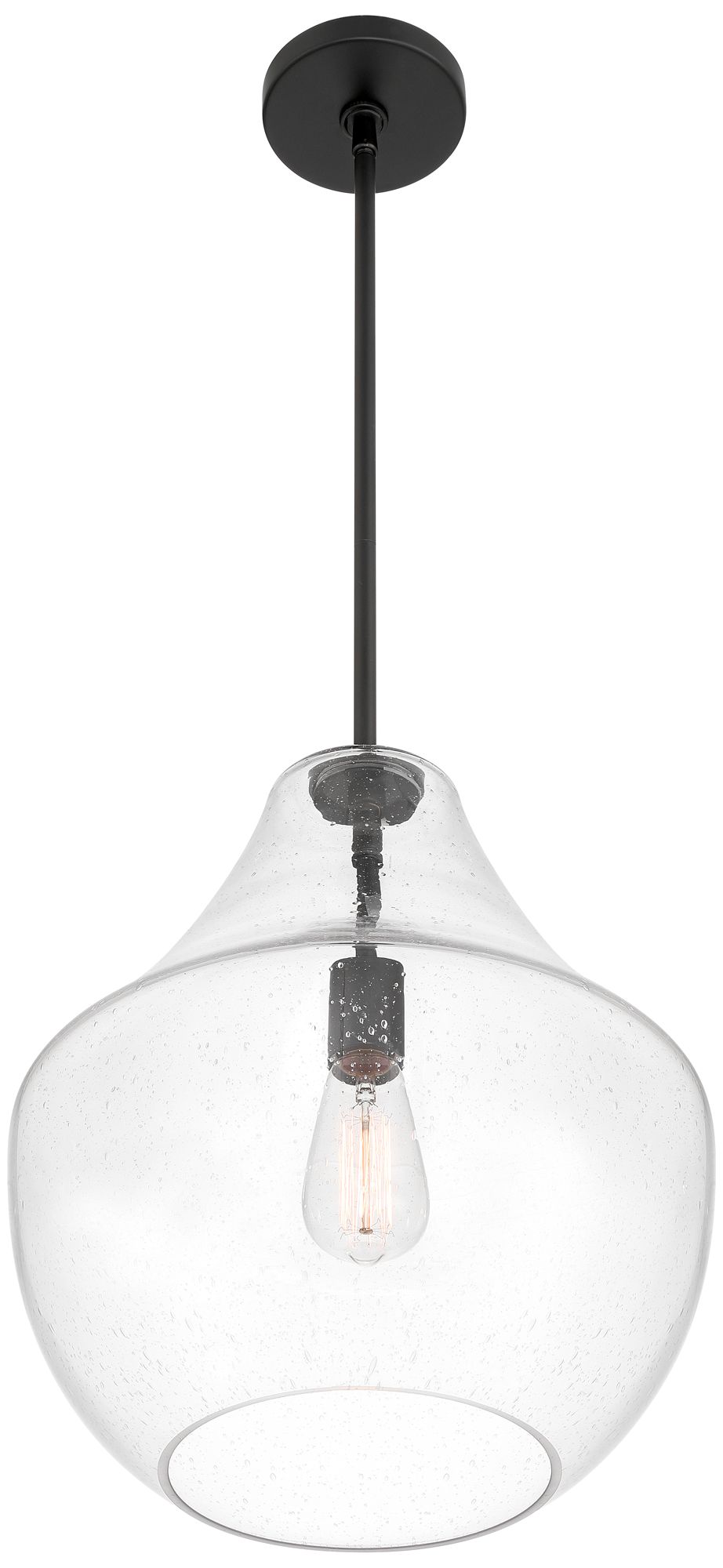 Possini Euro Stephanie 14" Wide Black and Glass Pendant Light