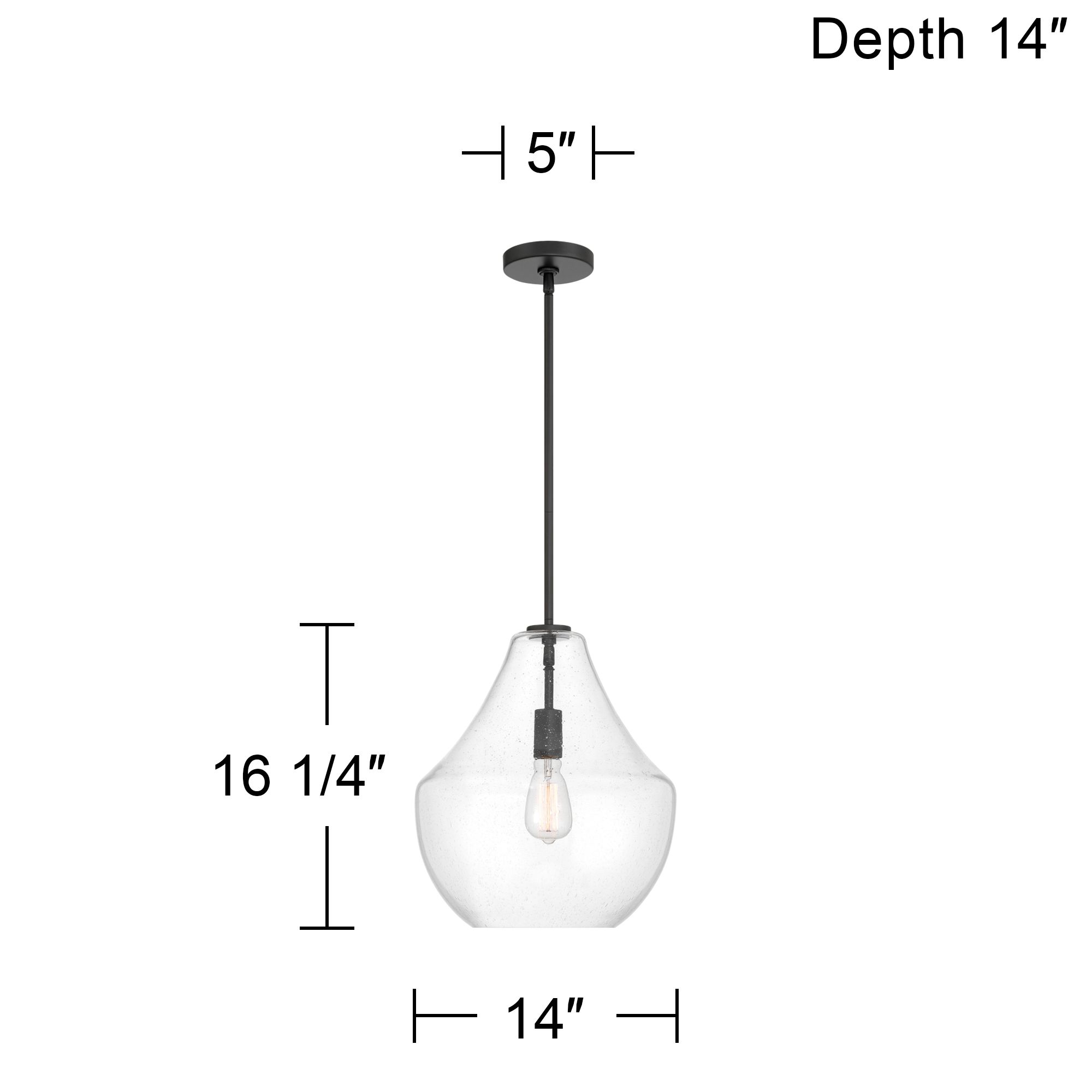 Possini Euro Stephanie 14" Wide Black and Glass Pendant Light