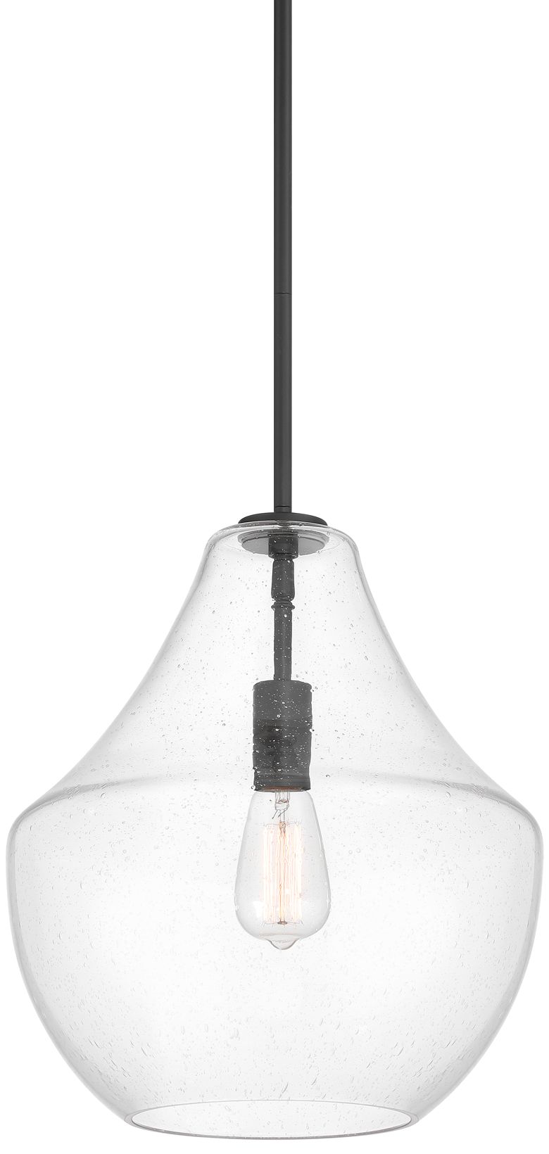 Image 2 Possini Euro Stephanie 14" Wide Black and Seeded Glass Pendant Light