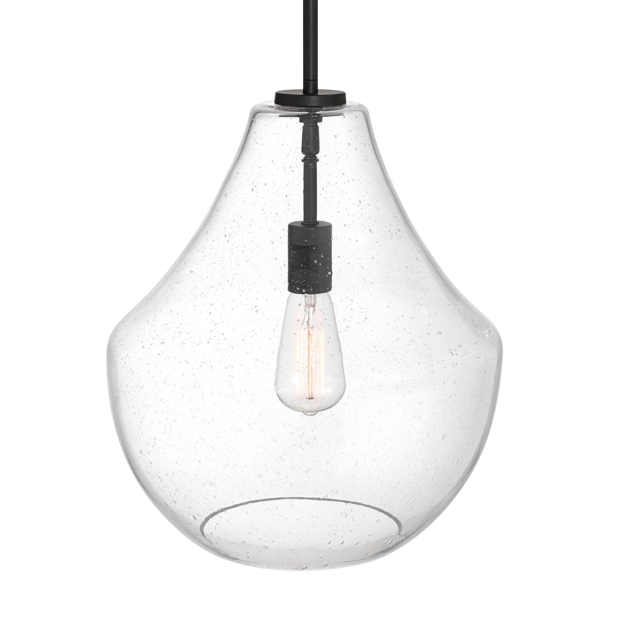 Image 3 Possini Euro Stephanie 14" Wide Black and Seeded Glass Pendant Light more views