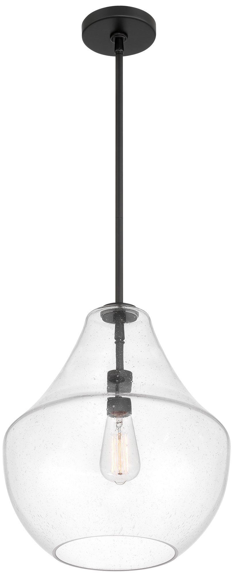 Image 7 Possini Euro Stephanie 14" Wide Black and Seeded Glass Pendant Light more views