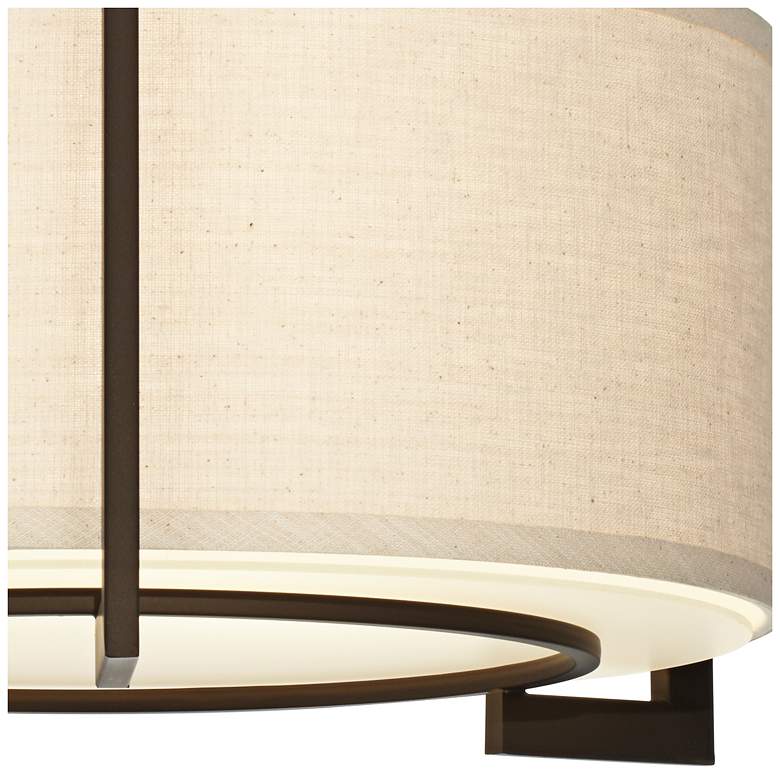 Image 3 Possini Euro Stinson 17 1/4" Linen and Bronze 3-Light Ceiling Light more views