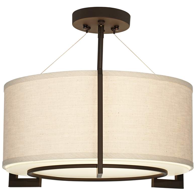 Image 5 Possini Euro Stinson 17 1/4 inch Linen and Bronze 3-Light Ceiling Light more views