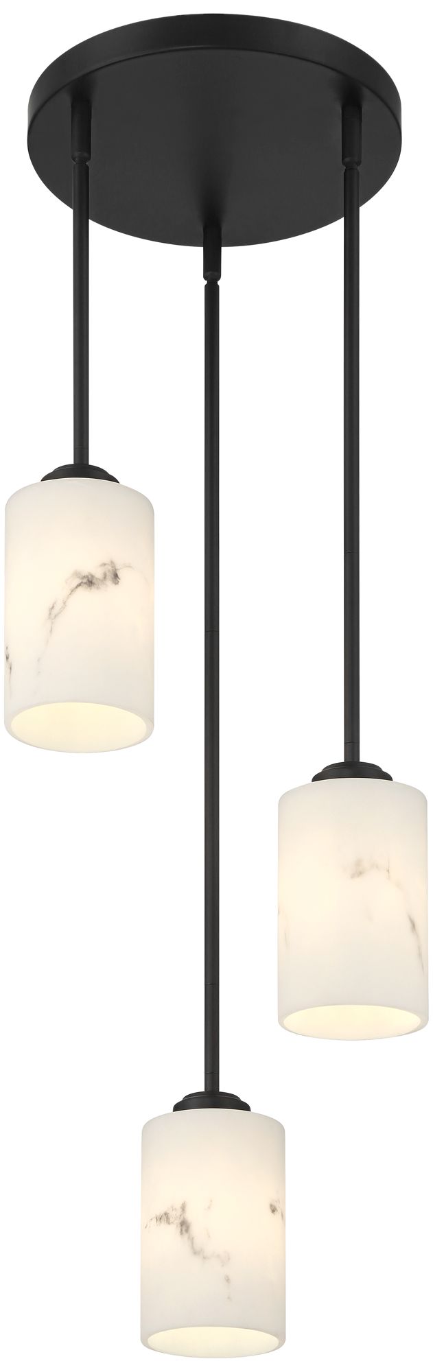 Possini Euro Stoker 12 1/2"W Black Faux Alabaster 3-Light Pendant in scene