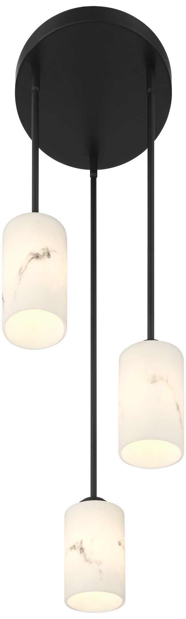 Possini Euro Stoker 12 1/2"W Black Faux Alabaster 3-Light Pendant in scene