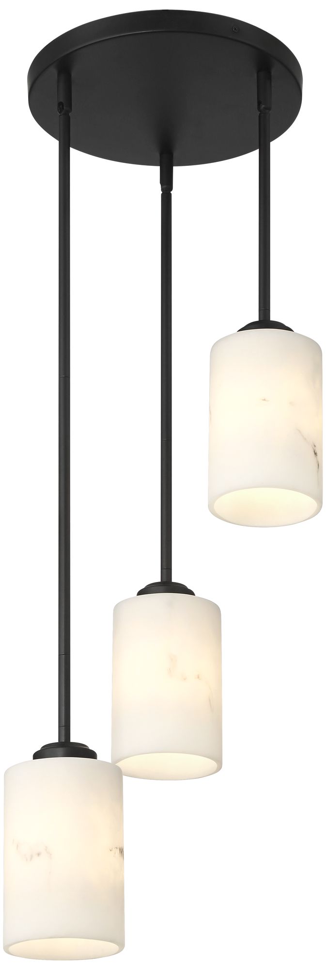 Possini Euro Stoker 12 1/2"W Black Faux Alabaster 3-Light Pendant in scene