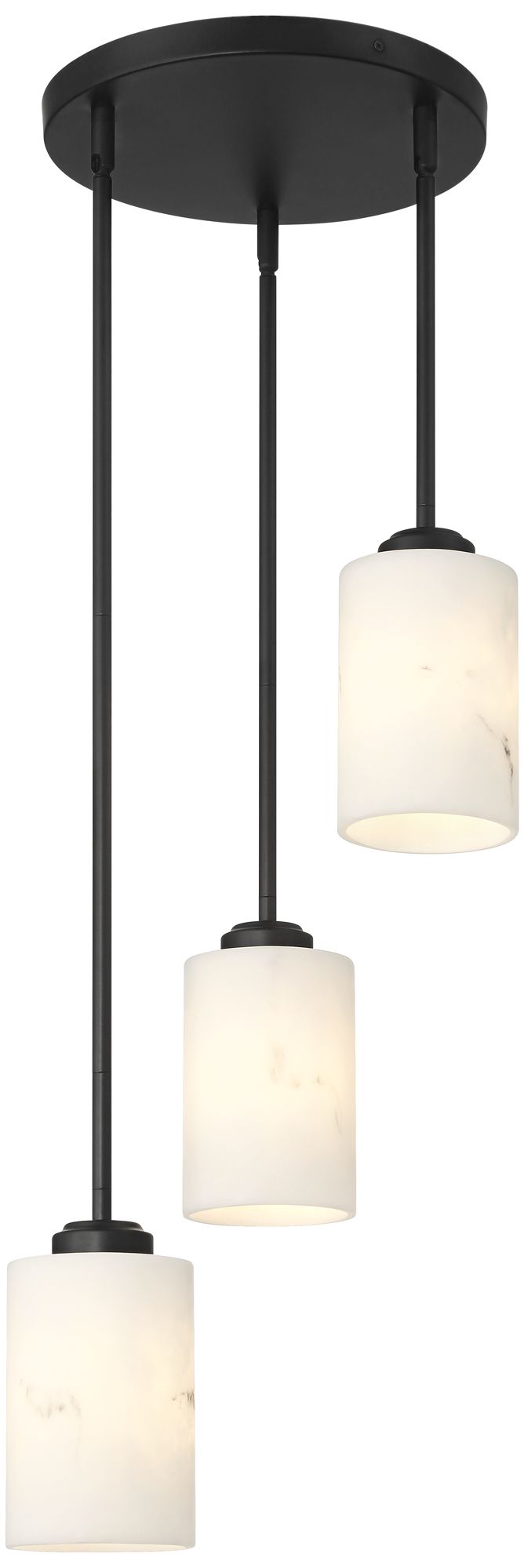 Possini Euro Stoker 12 1/2"W Black Faux Alabaster 3-Light Pendant in scene