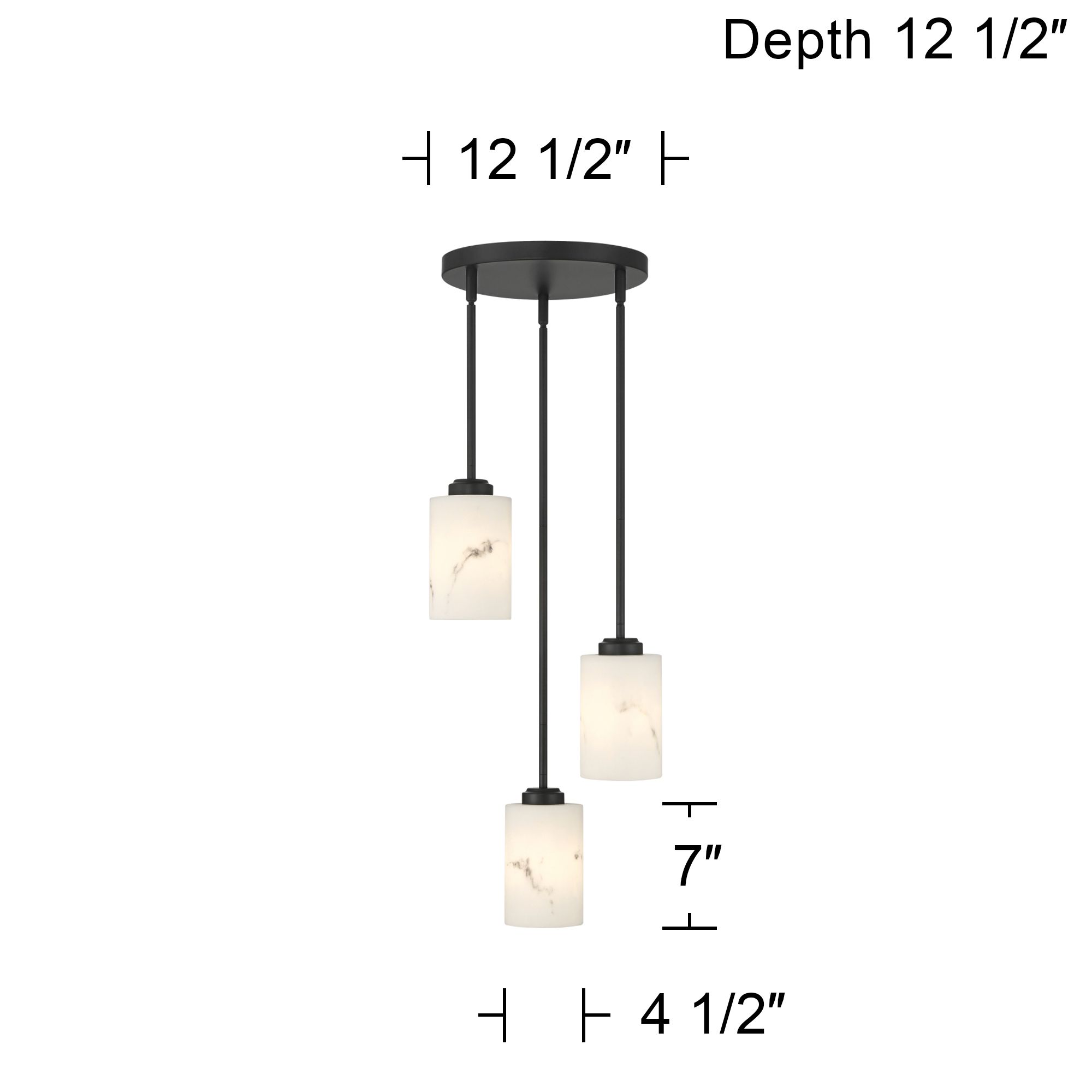 Possini Euro Stoker 12 1/2"W Black Faux Alabaster 3-Light Pendant in scene