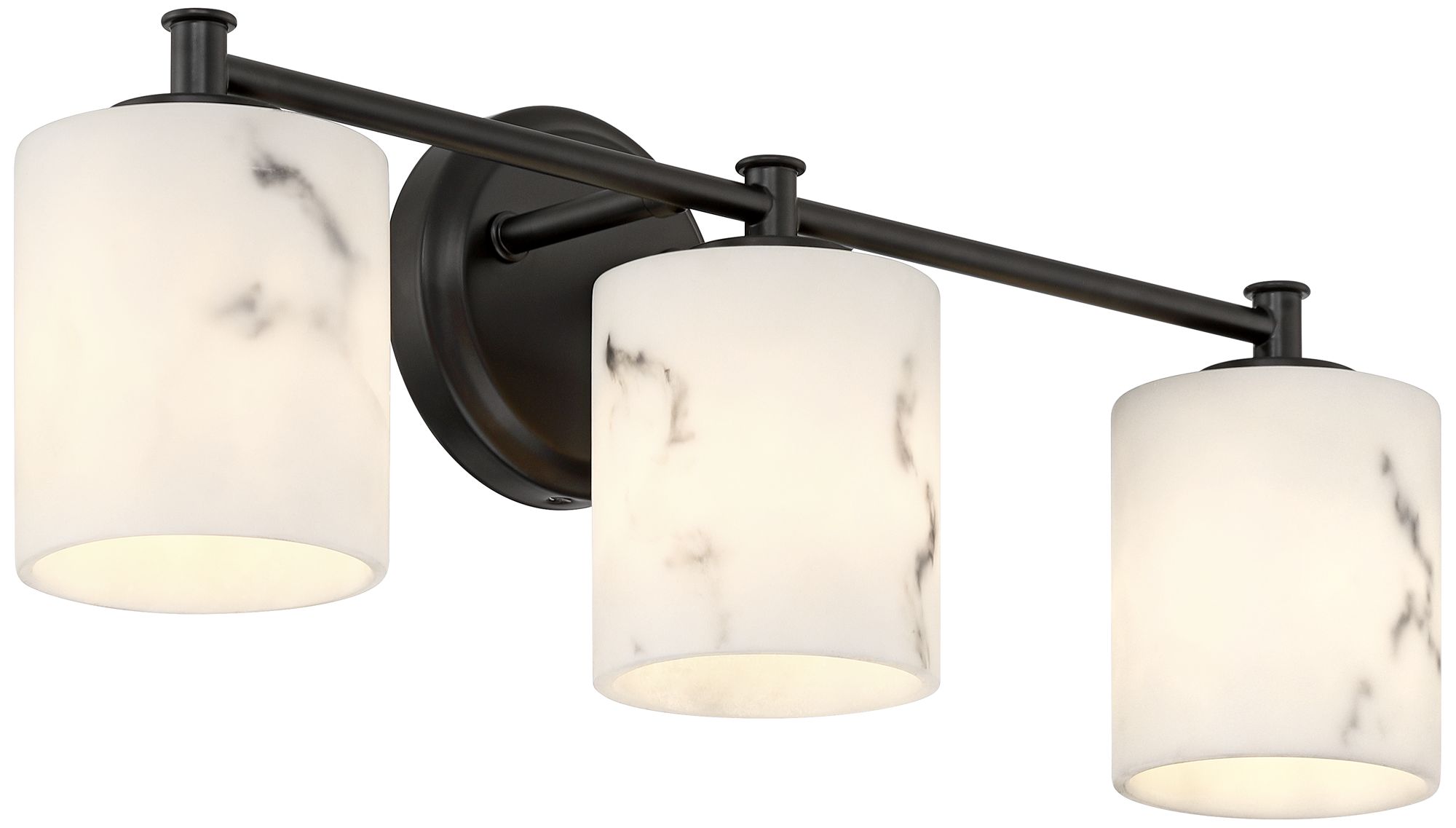 Watch A Video About the 360 Lighting Stoker Black and Faux Marble 3 Light Bath Light