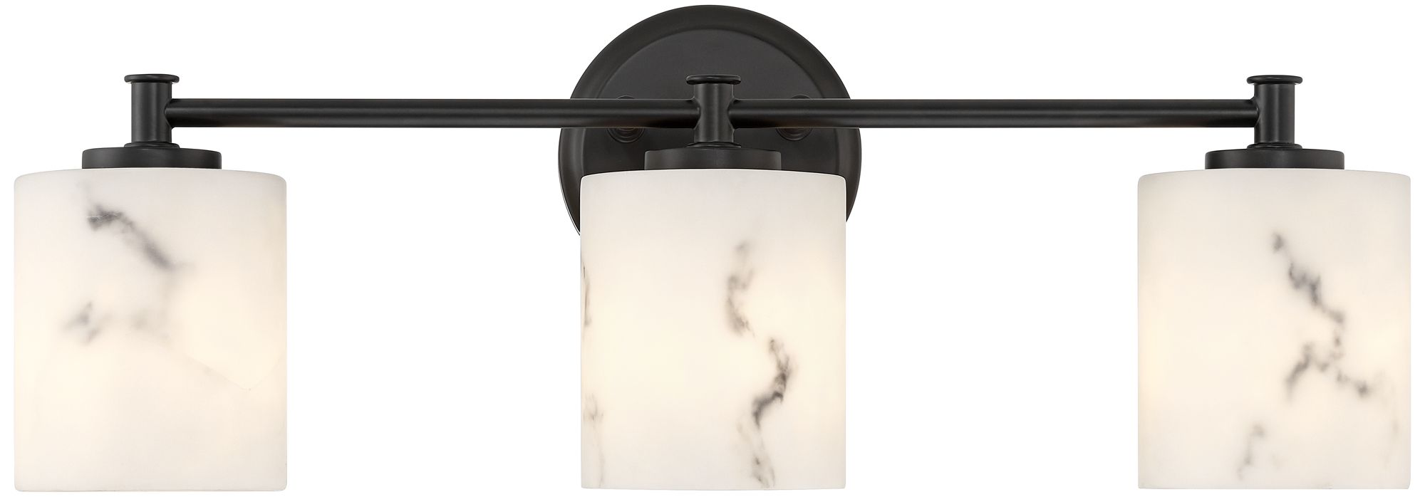 Image 2 Possini Euro Stoker 22" W Black and Faux Alabaster Marble 3-Lt Bathbar