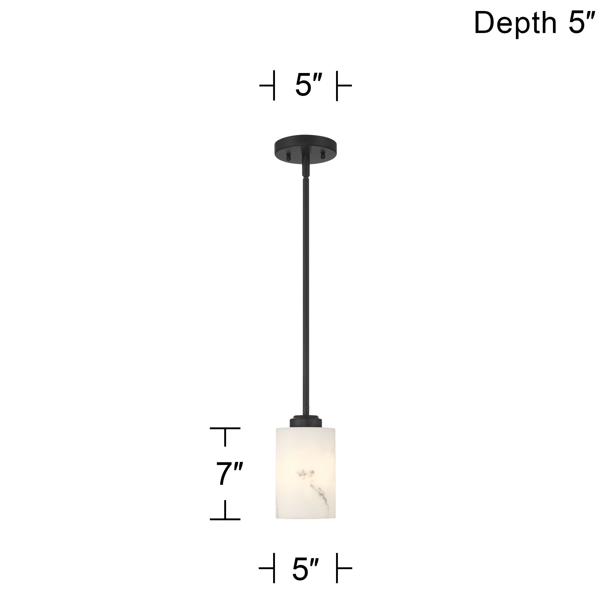 Possini Euro Stoker 5" Wide Black Faux Alabaster Mini Pendant Light in scene