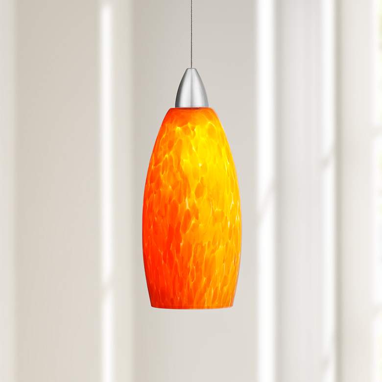 Image 1 Possini Euro Strada Amber Art Glass LED Mini Pendant Light