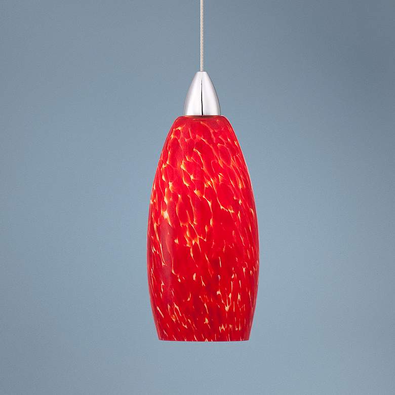Image 1 Possini Euro Strada Red Art Glass LED Mini Pendant Light