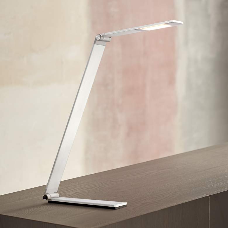 Image 1 Possini Euro Strauss Aluminum Modern LED Desk Lamp