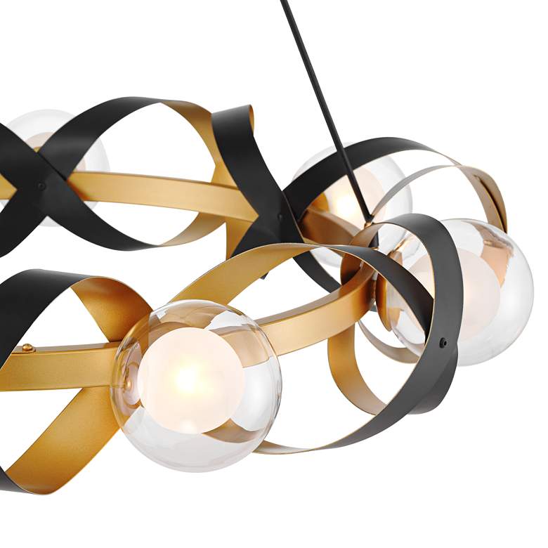 Image 4 Possini Euro Streamer 32 3/4" Black and Gold Ring Chandelier more views