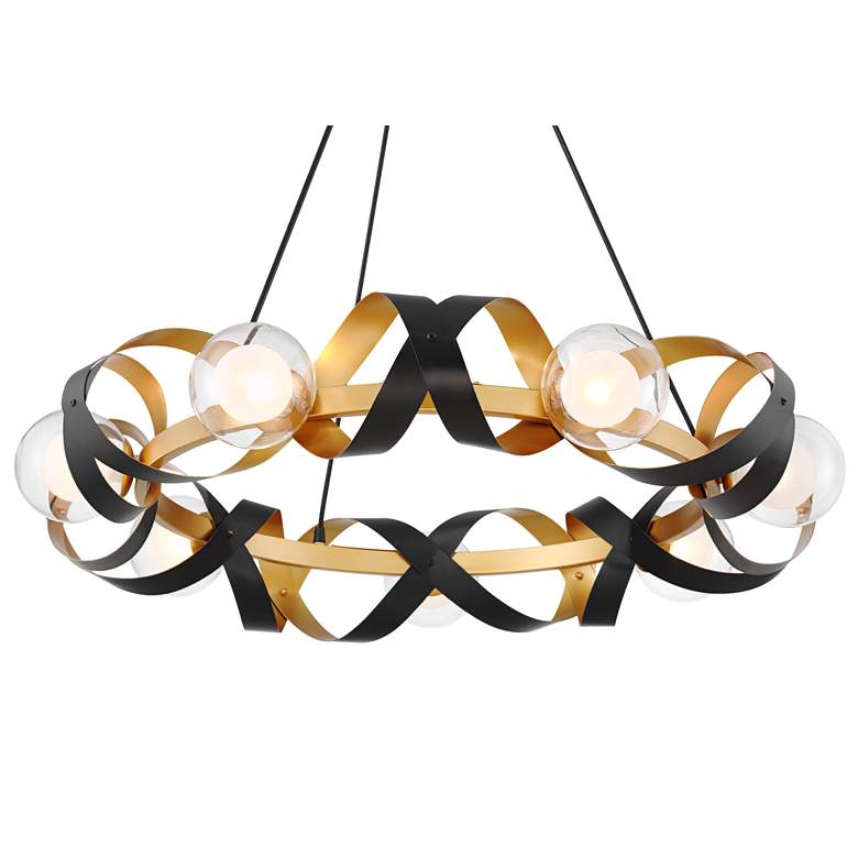Image 5 Possini Euro Streamer 32 3/4" Black and Gold Ring Chandelier more views
