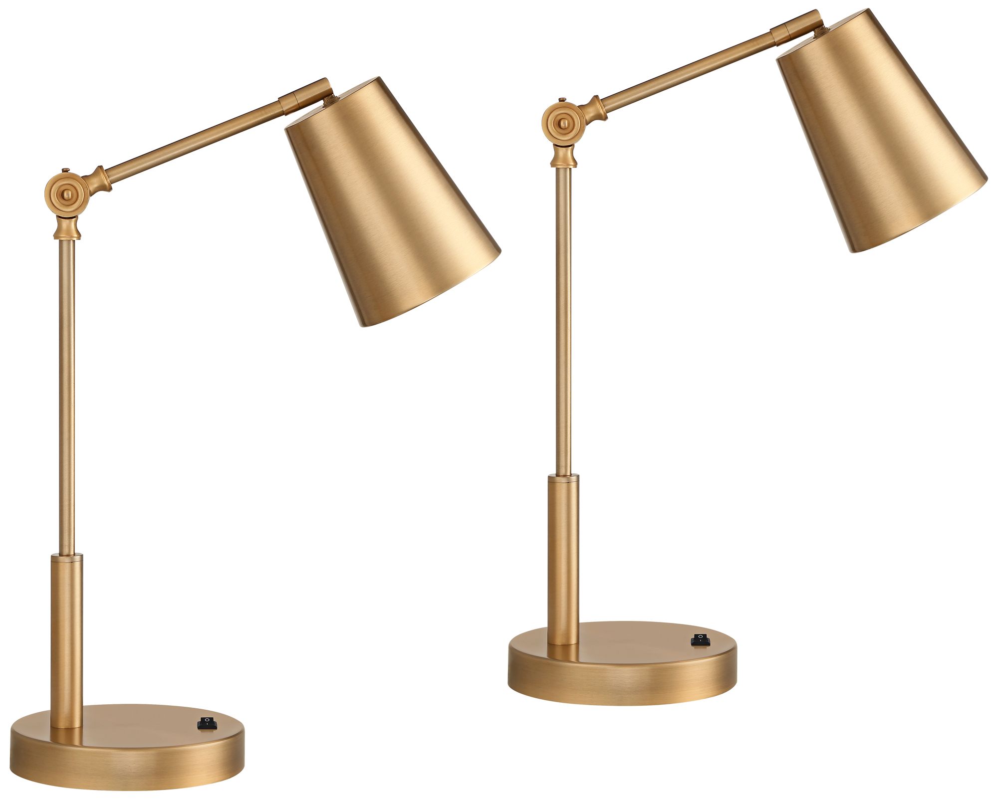 Image 2 Possini Euro Sully Brass Adjustable Double USB Ports Desk Lamps Set of 2