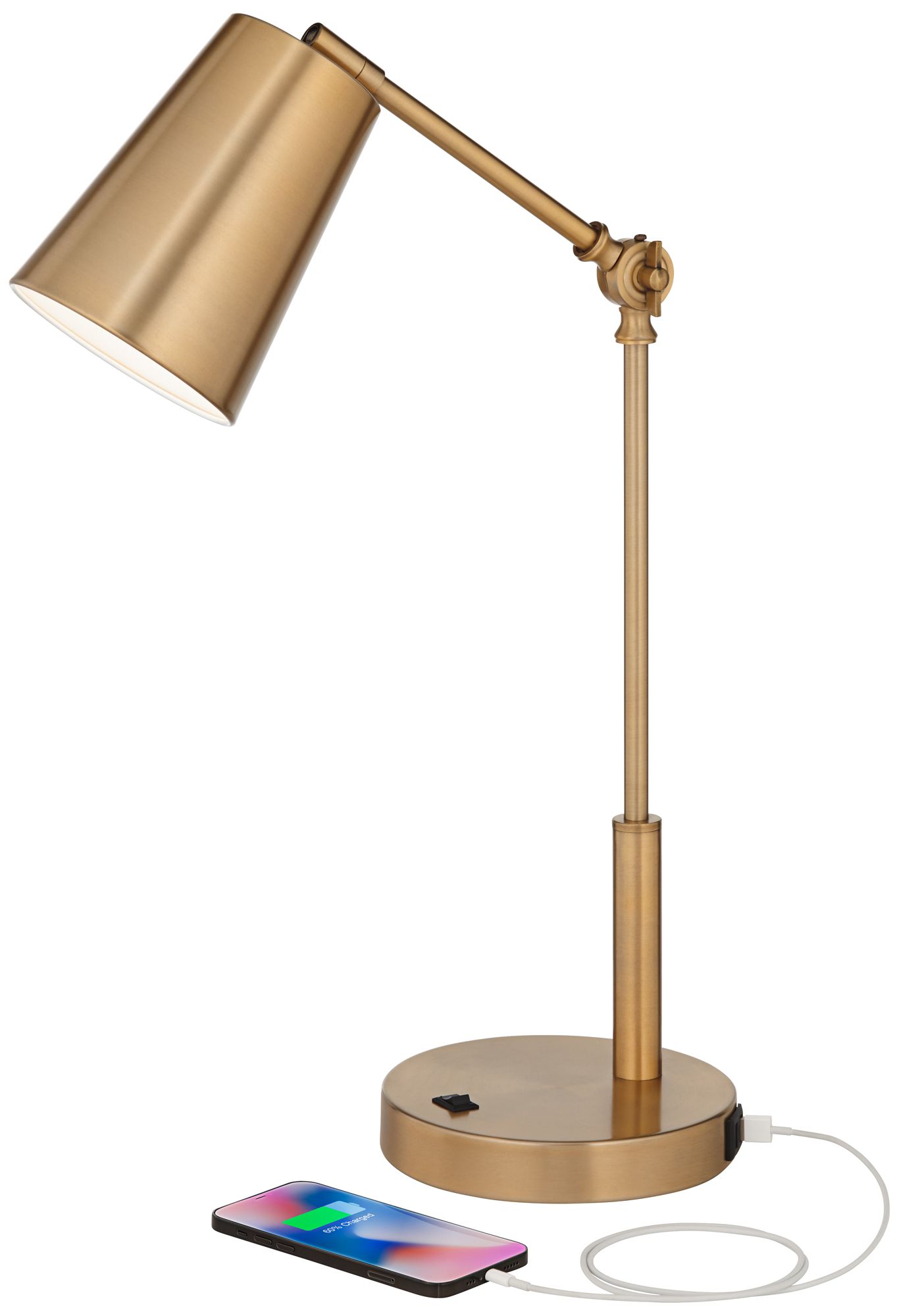 Image 3 Possini Euro Sully Brass Adjustable Double USB Ports Desk Lamps Set of 2 more views