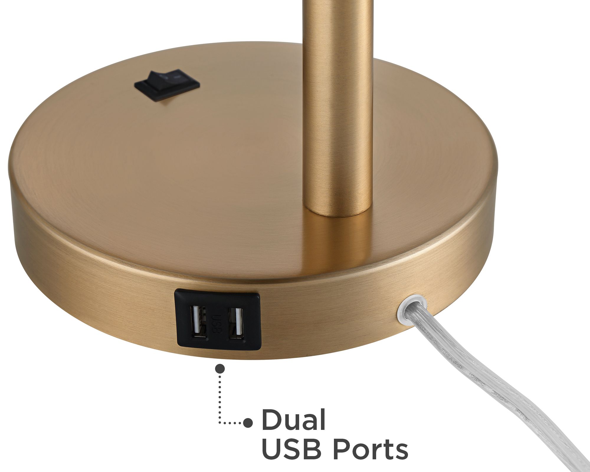 Image 5 Possini Euro Sully Warm Brass Desk Lamp with Double USB Ports more views