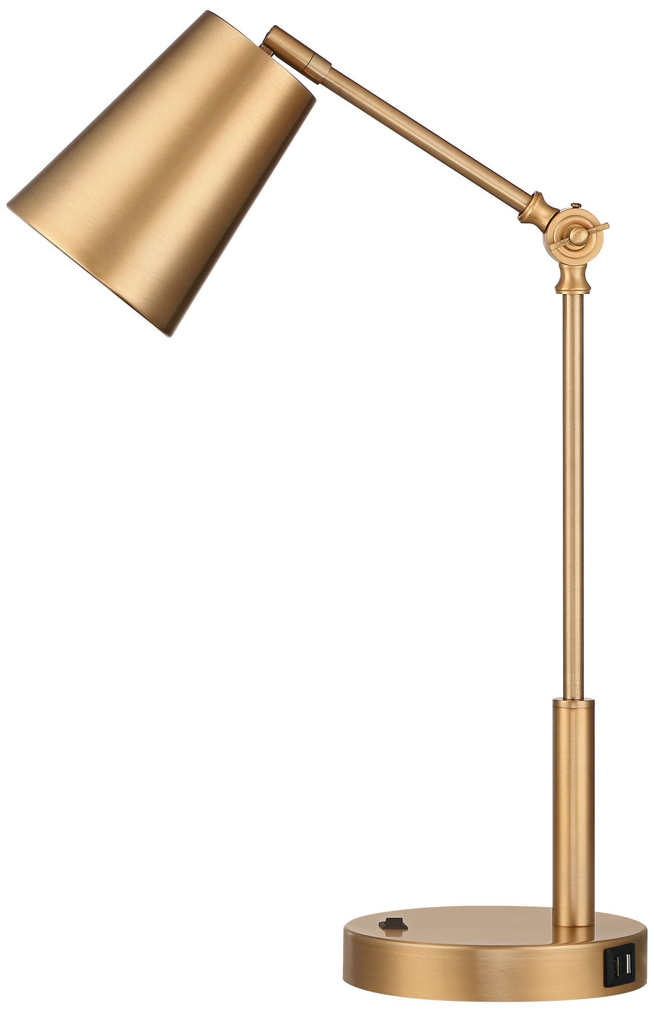 Possini Euro Sully Warm Brass Desk Lamp with Double USB Ports