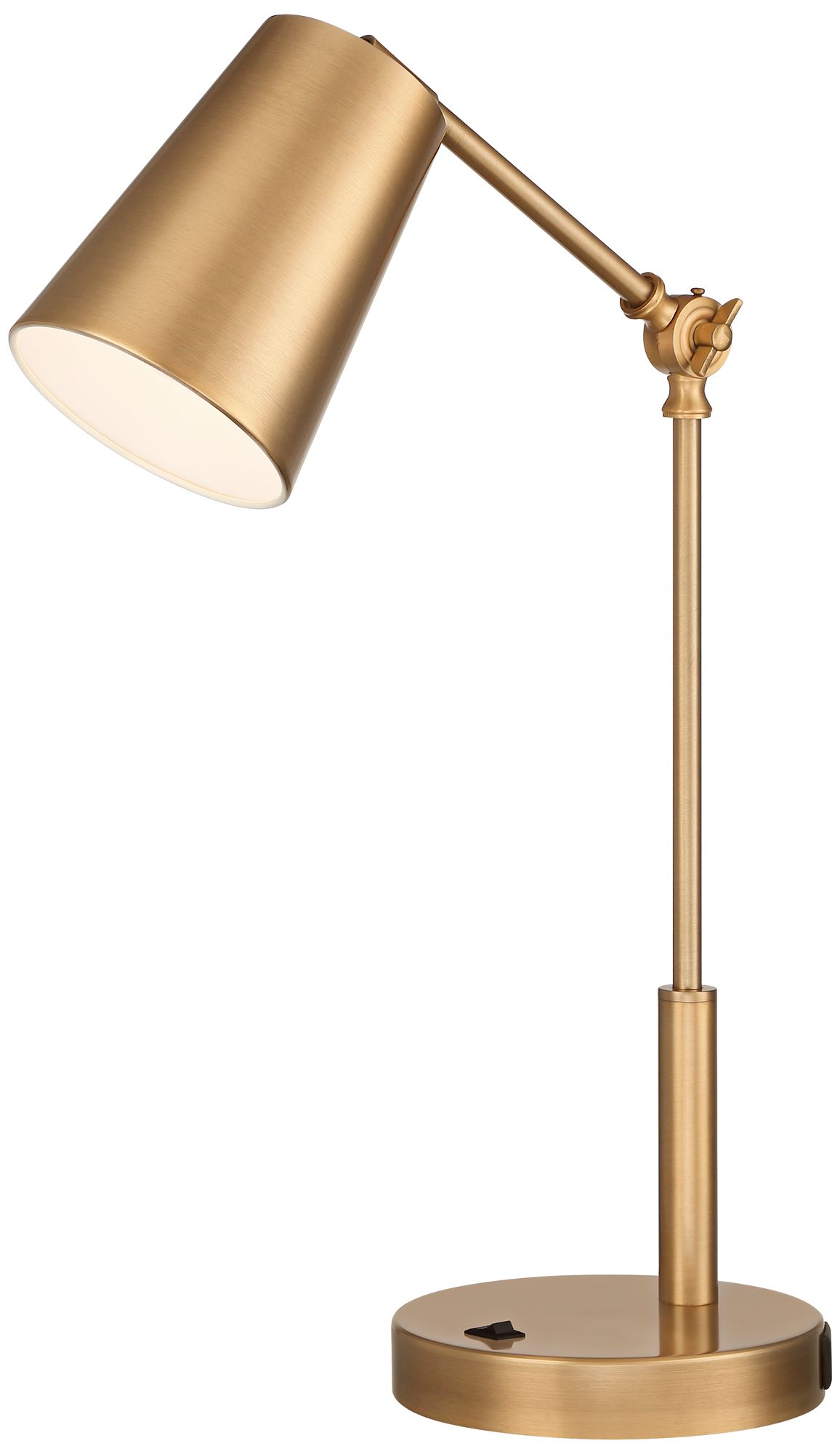 Possini Euro Sully Warm Brass Desk Lamp with Double USB Ports