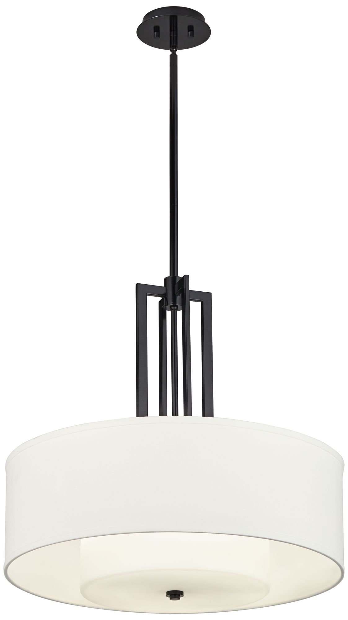Possini Euro Sundry 24" Wide Gloss Black Modern Drum Pendant Light in scene