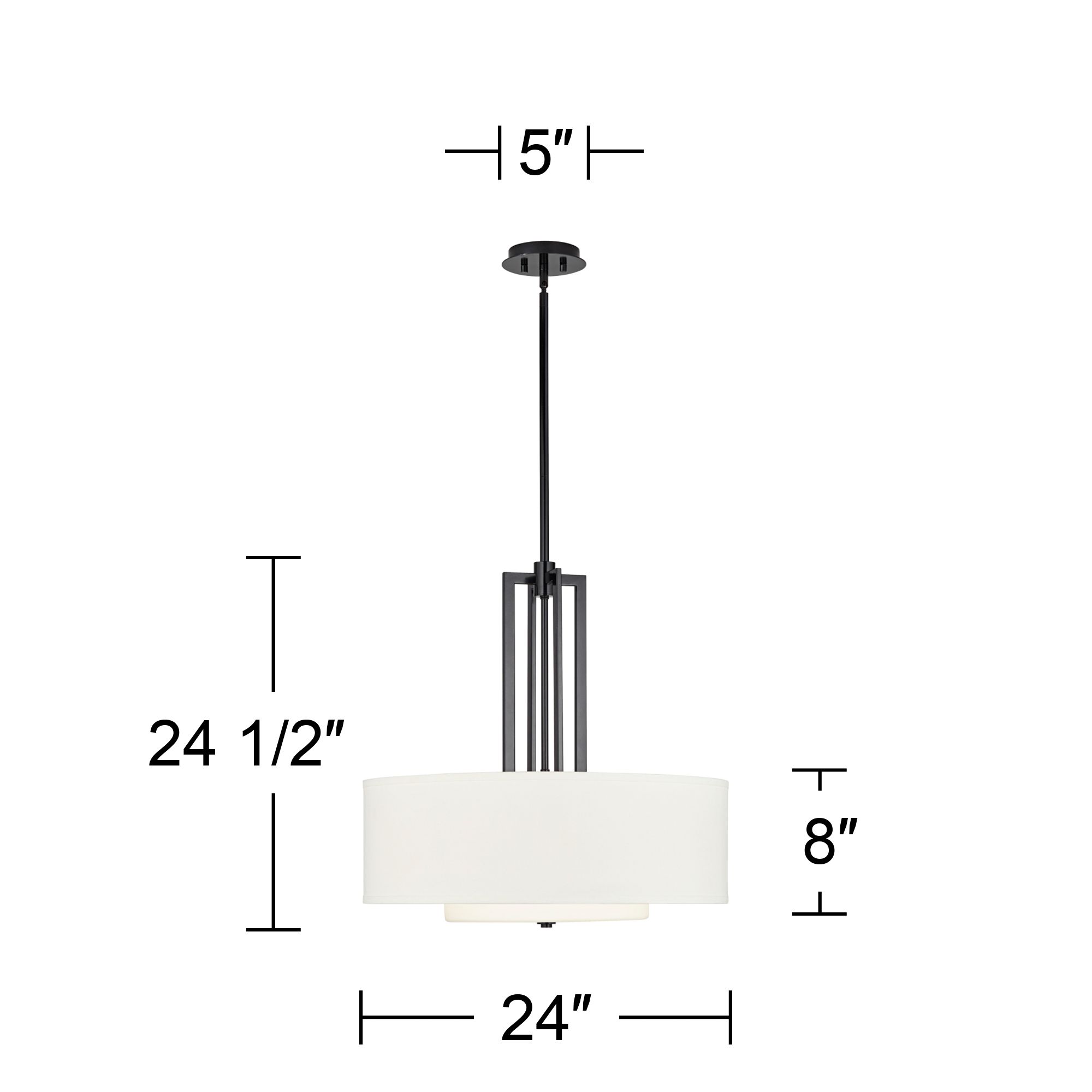 Possini Euro Sundry 24" Wide Gloss Black Modern Drum Pendant Light in scene