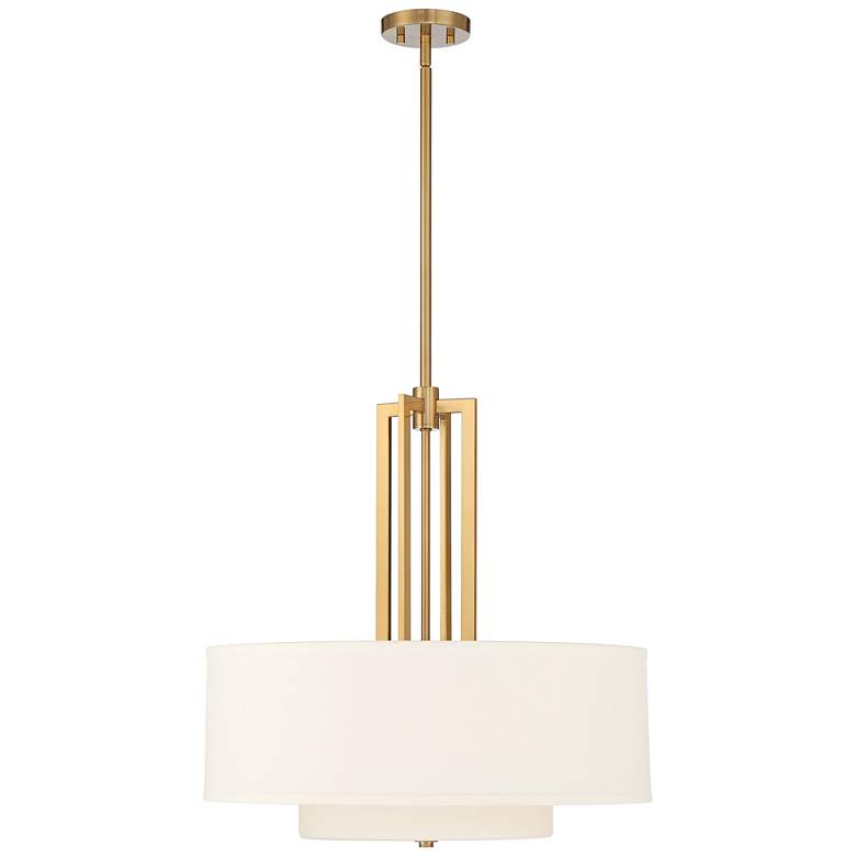 Image 7 Possini Euro Sundry 24" Wide Warm Antique Brass Drum Pendant Light more views