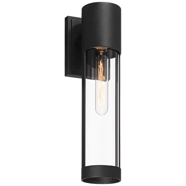 Image 3 Possini Euro Sunset 15 1/2" High Sand Black Outdoor Wall Light