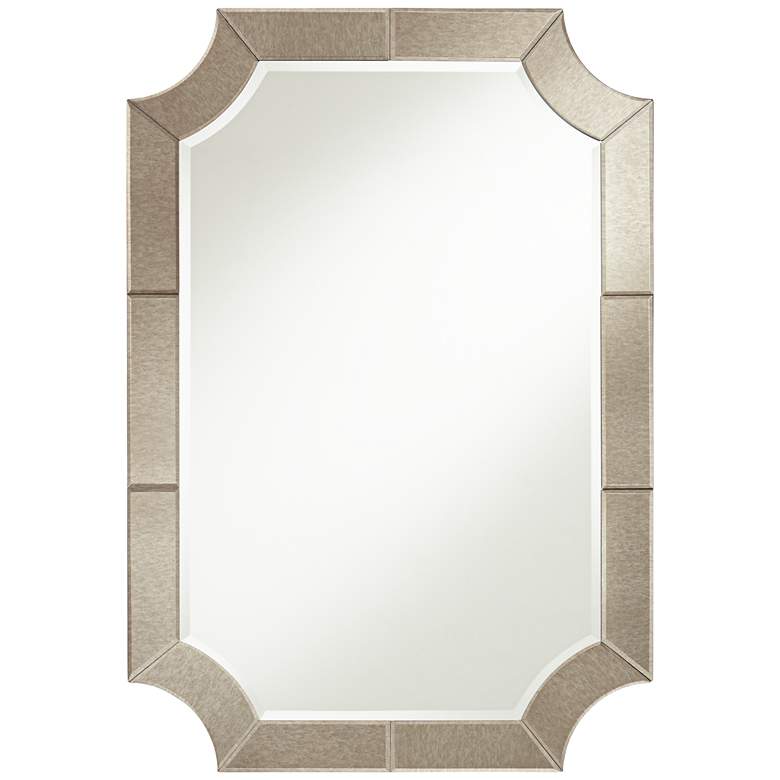 Image 1 Possini Euro Surri 27 3/4 inch x 40 inch Antiqued Wall Mirror