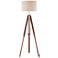 Possini Euro Surveyor Wood Adjustable Tripod Floor Lamp with Smart Sockets
