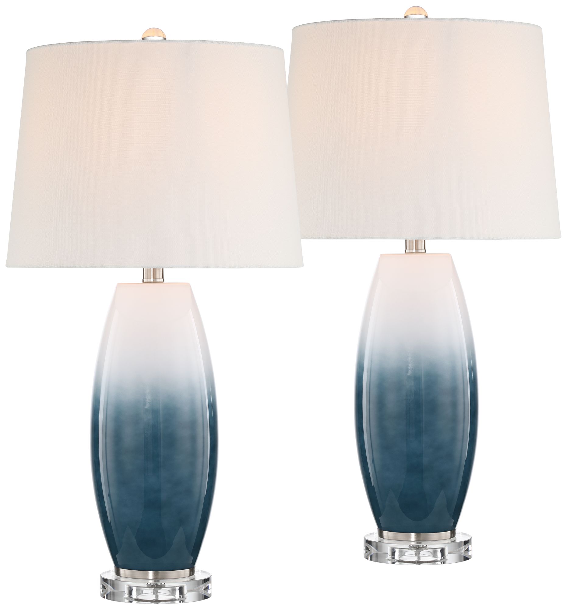Image 2 Possini Euro Swansea 26 1/2" High Teal White Glass Table Lamp Set of 2